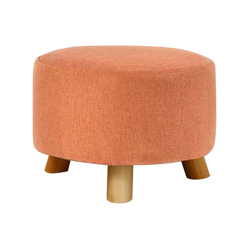 Contemporary Round Ottoman Footrest Plain Cotton Fade Resistant Sherpa Pouf
