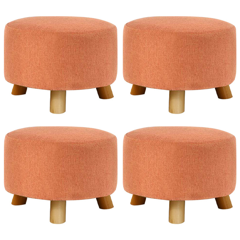 Contemporary Round Ottoman Footrest Plain Cotton Fade Resistant Sherpa Pouf