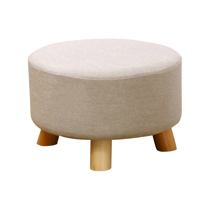 Contemporary Round Ottoman Footrest Plain Cotton Fade Resistant Sherpa Pouf