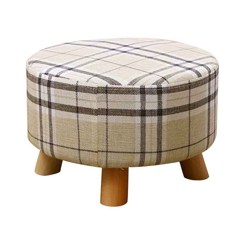 Contemporary Round Ottoman Footrest Plain Cotton Fade Resistant Sherpa Pouf