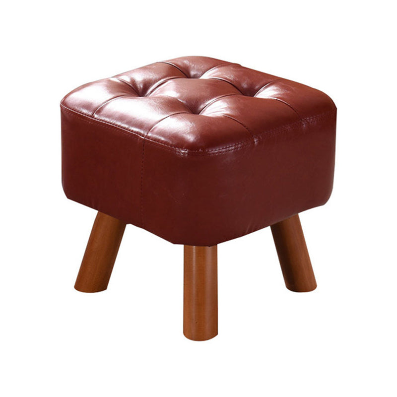 Modern Tufted Ottoman Water Resistant Genuine Leather Square Footstools Ottoman