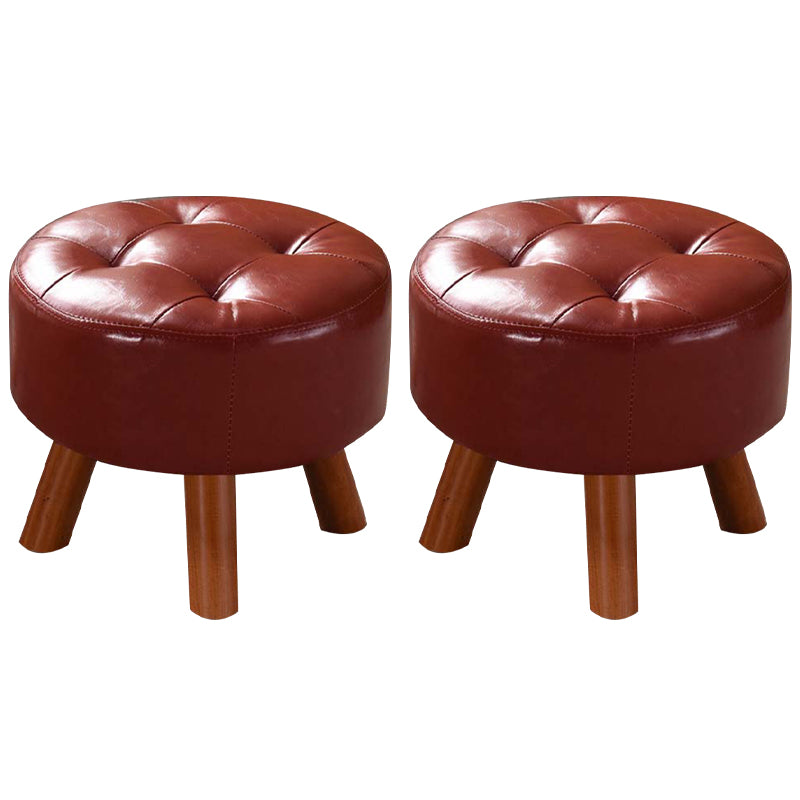 Modern Tufted Ottoman Water Resistant Genuine Leather Square Footstools Ottoman