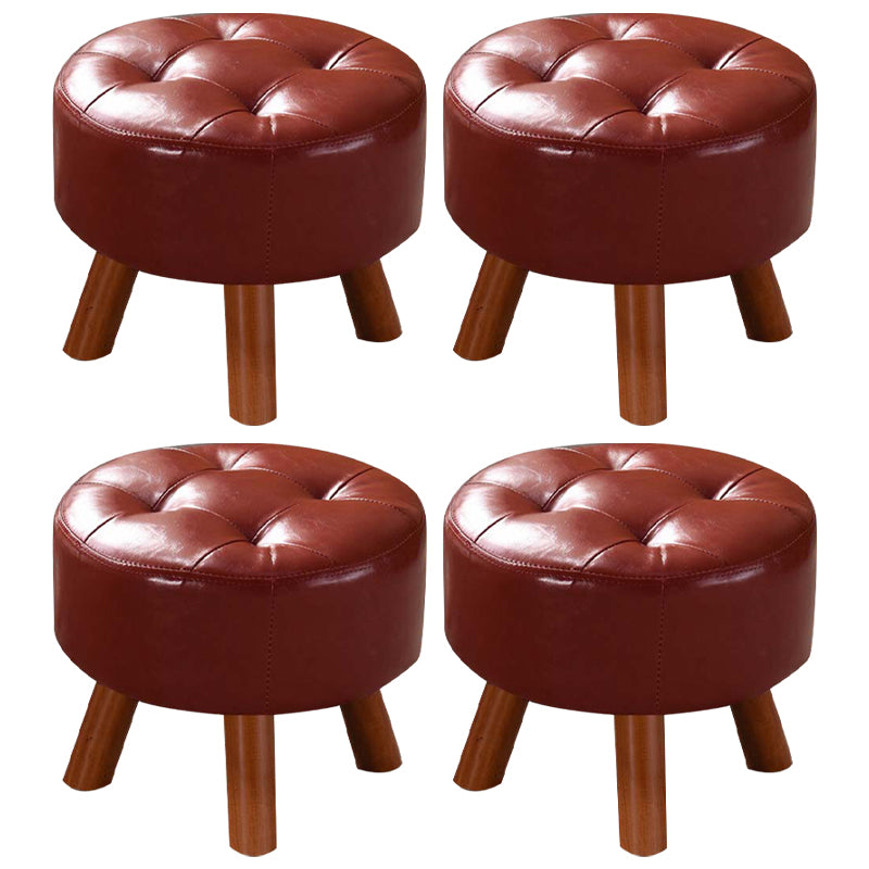 Modern Tufted Ottoman Water Resistant Genuine Leather Square Footstools Ottoman