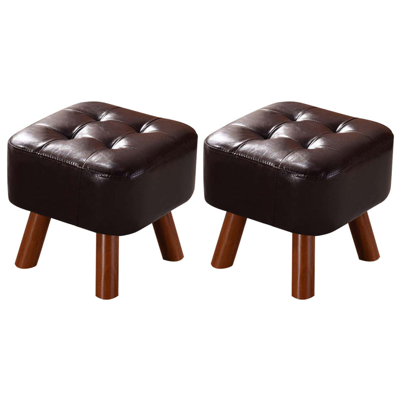 Modern Tufted Ottoman Water Resistant Genuine Leather Square Footstools Ottoman