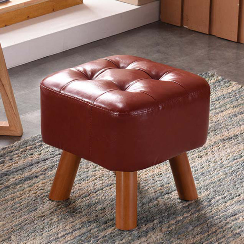 Modern Tufted Ottoman Water Resistant Genuine Leather Square Footstools Ottoman