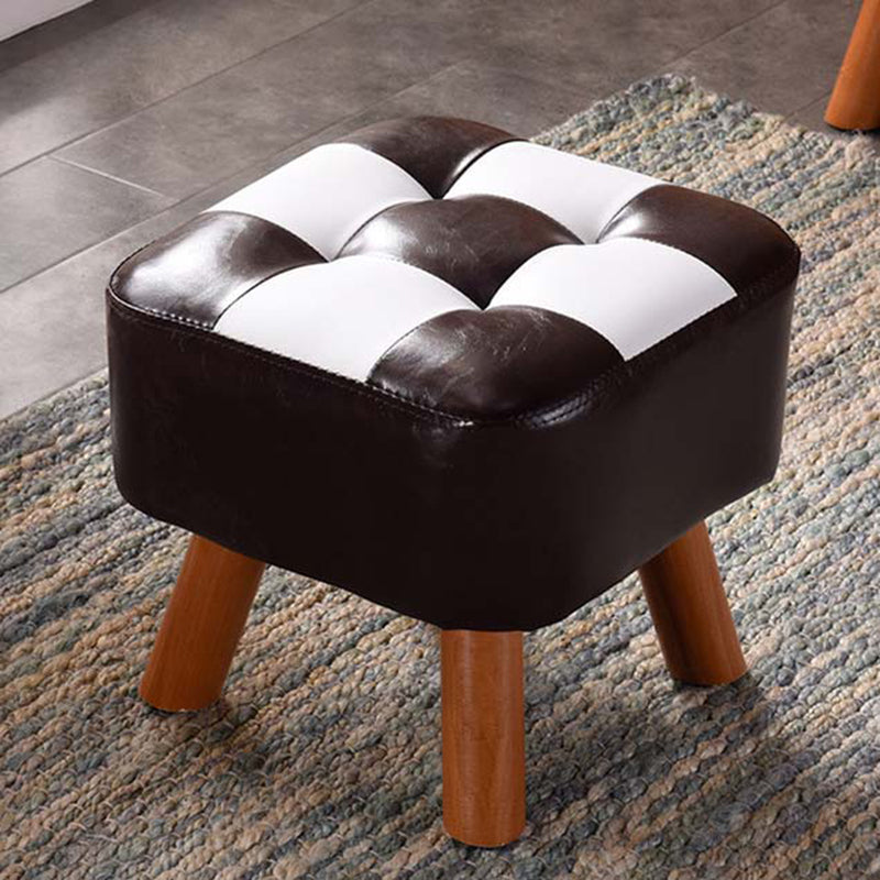 Modern Tufted Ottoman Water Resistant Genuine Leather Square Footstools Ottoman