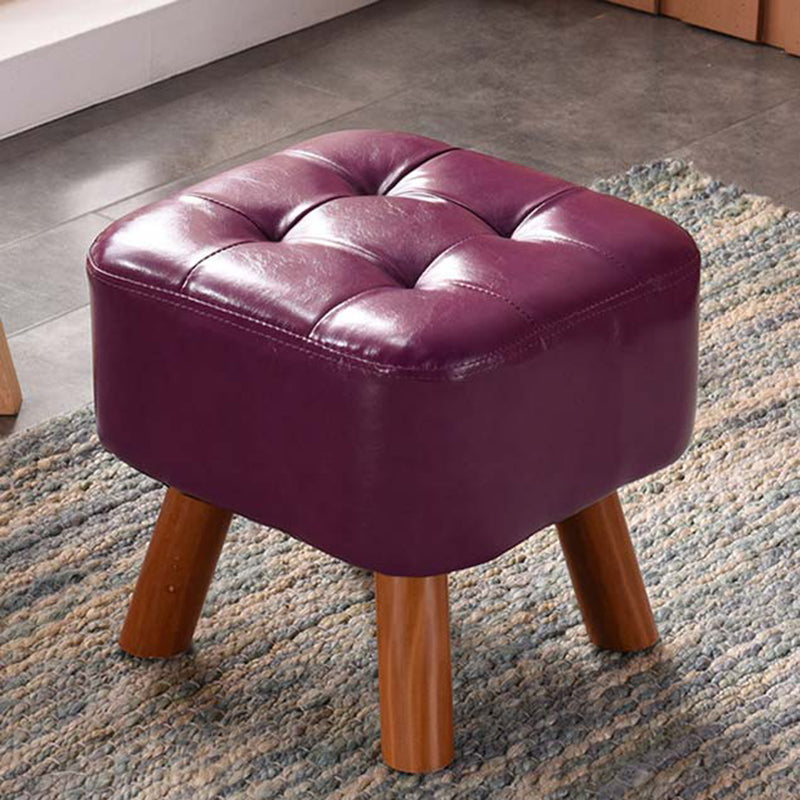 Modern Tufted Ottoman Water Resistant Genuine Leather Square Footstools Ottoman