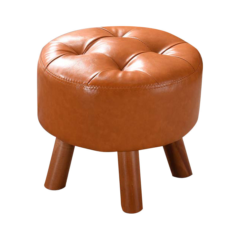 Modern Tufted Ottoman Water Resistant Genuine Leather Square Footstools Ottoman