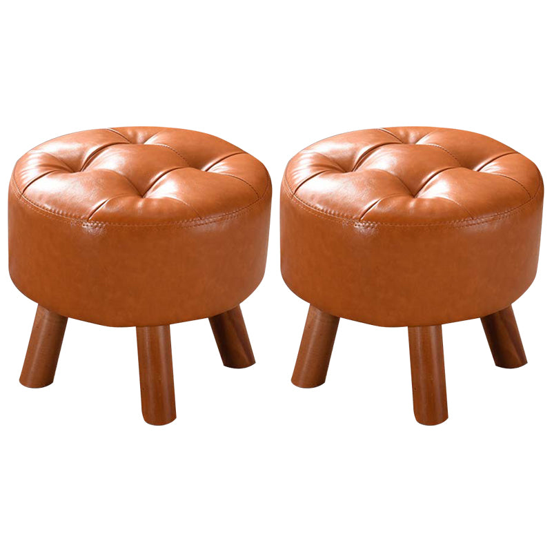 Modern Tufted Ottoman Water Resistant Genuine Leather Square Footstools Ottoman
