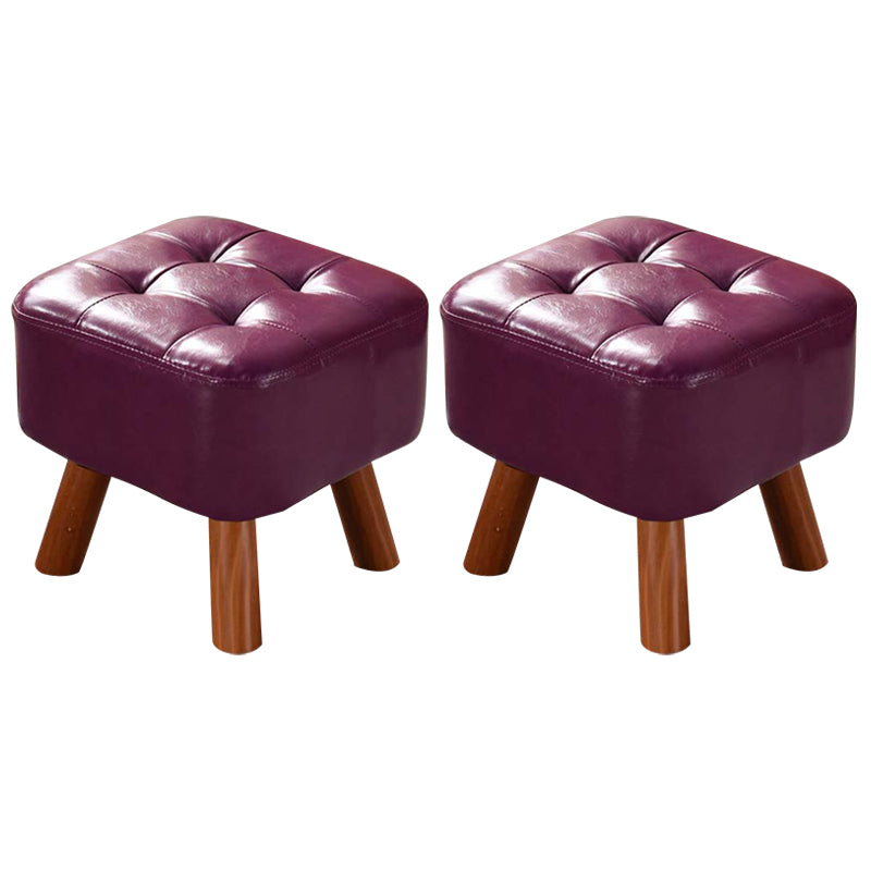 Modern Tufted Ottoman Water Resistant Genuine Leather Square Footstools Ottoman