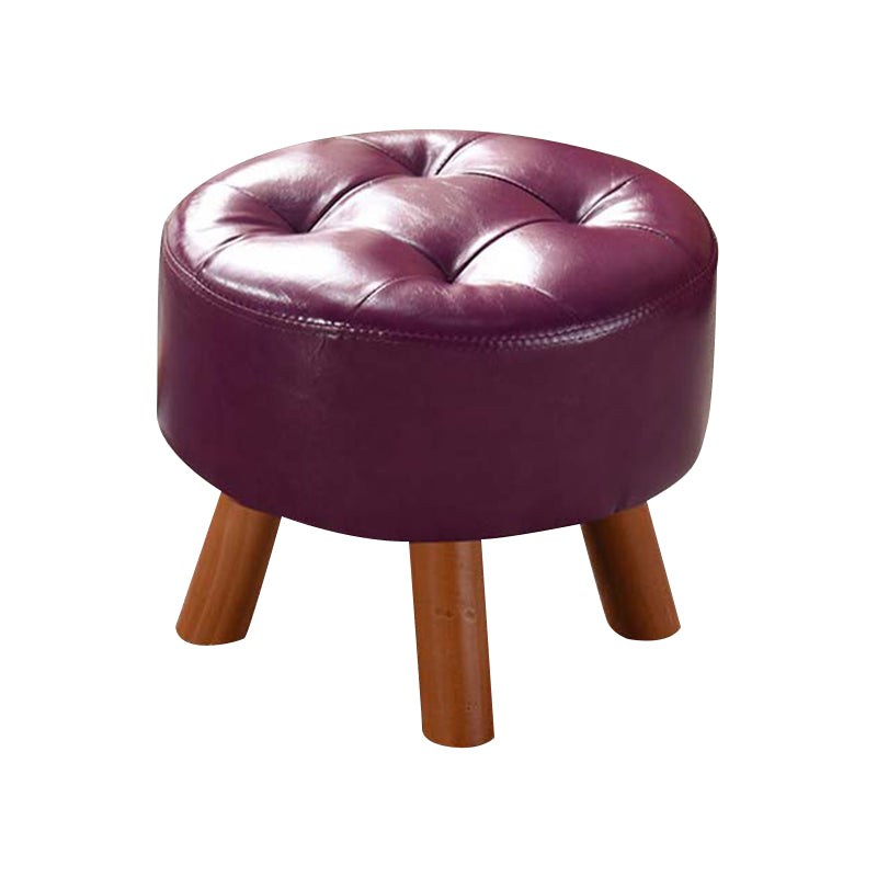 Modern Tufted Ottoman Water Resistant Genuine Leather Square Footstools Ottoman
