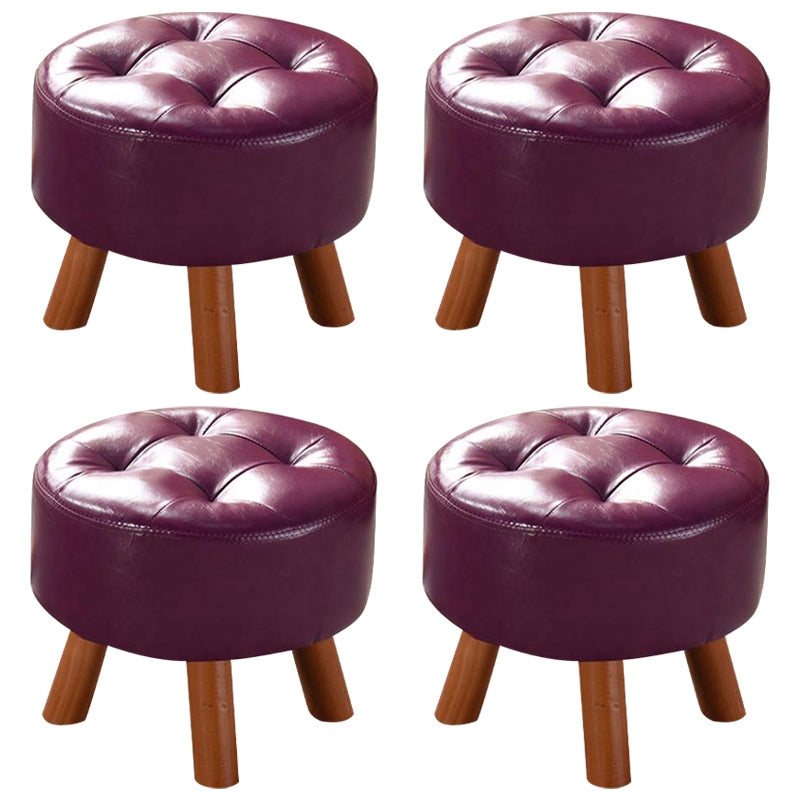 Modern Tufted Ottoman Water Resistant Genuine Leather Square Footstools Ottoman