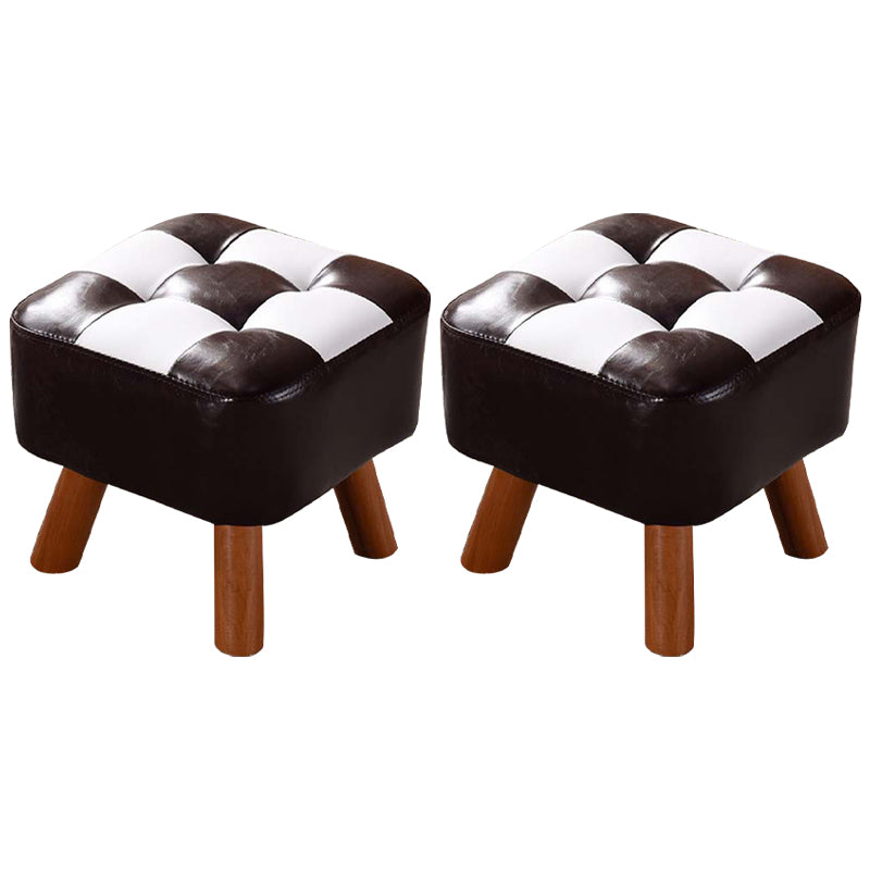 Modern Tufted Ottoman Water Resistant Genuine Leather Square Footstools Ottoman