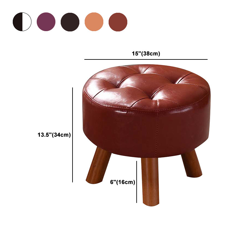 Modern Tufted Ottoman Water Resistant Genuine Leather Square Footstools Ottoman