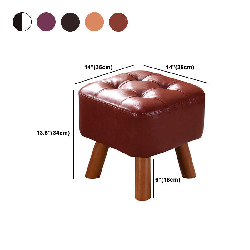 Modern Tufted Ottoman Water Resistant Genuine Leather Square Footstools Ottoman