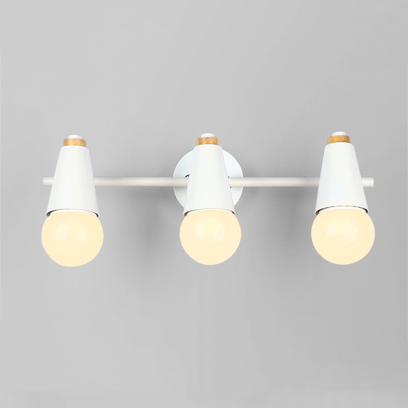 Modern Wood Wall Sconce Geometric Shape Wall Light with Metal Shade for Bedroom
