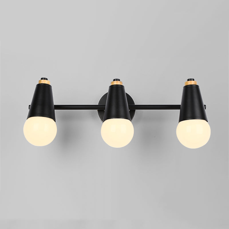 Modern Wood Wall Sconce Geometric Shape Wall Light with Metal Shade for Bedroom
