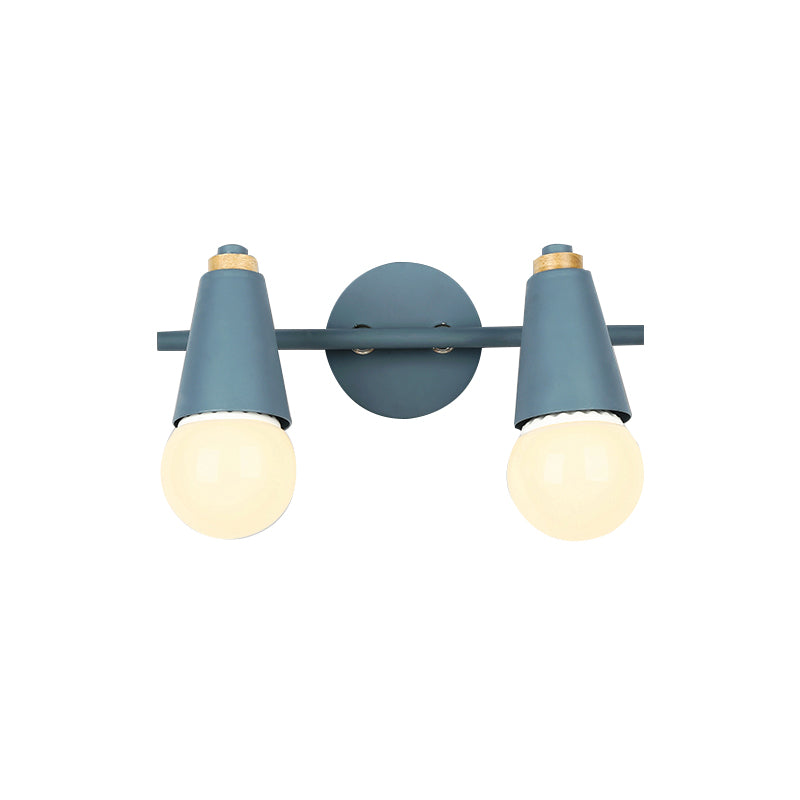 Modern Wood Wall Sconce Geometric Shape Wall Light with Metal Shade for Bedroom