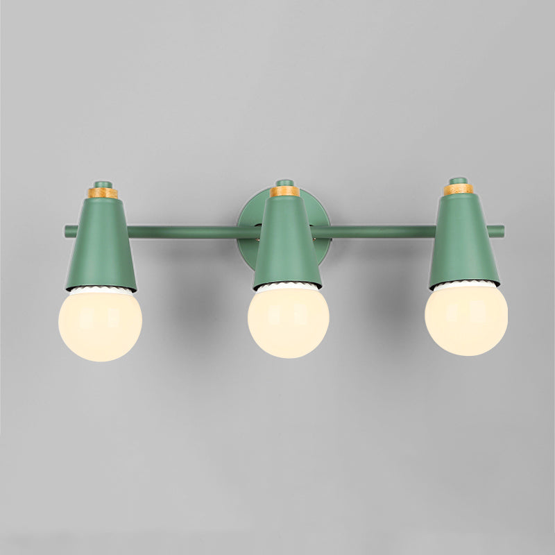 Modern Wood Wall Sconce Geometric Shape Wall Light with Metal Shade for Bedroom