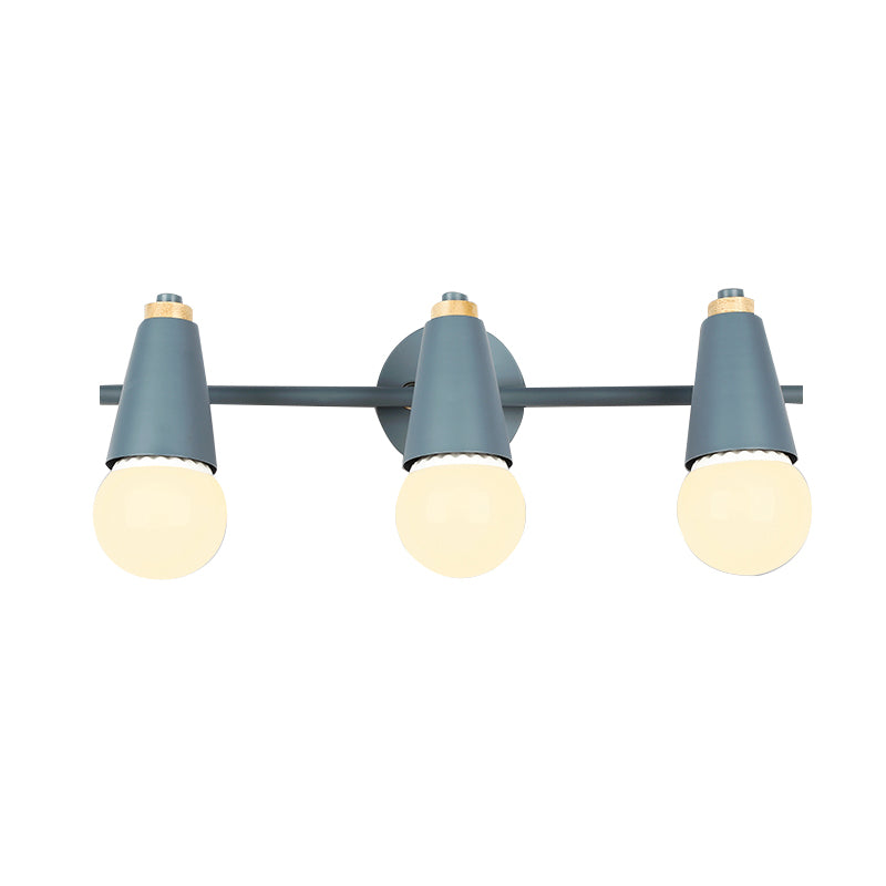 Modern Wood Wall Sconce Geometric Shape Wall Light with Metal Shade for Bedroom