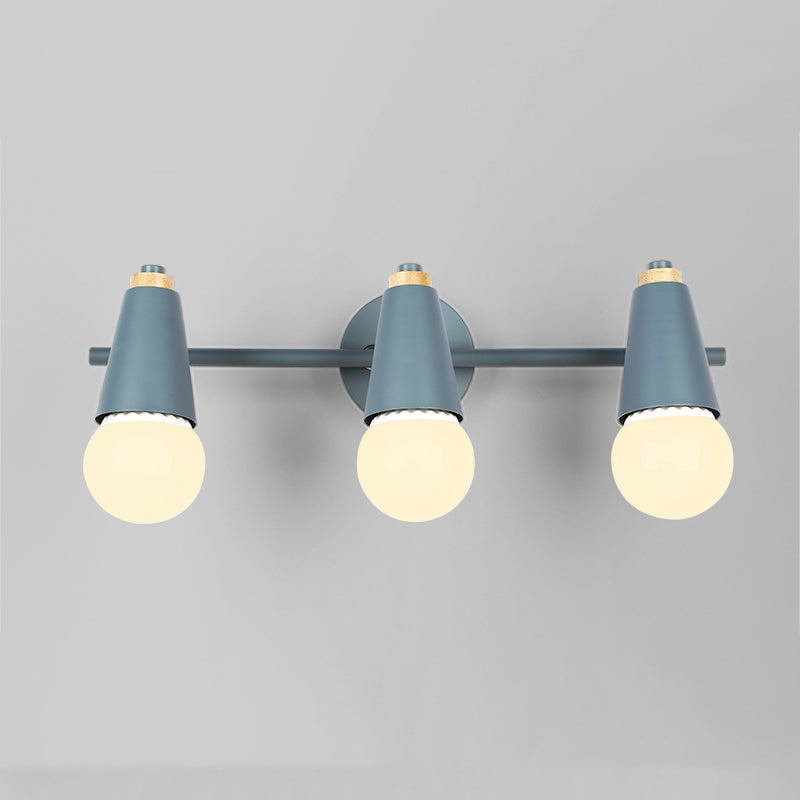 Modern Wood Wall Sconce Geometric Shape Wall Light with Metal Shade for Bedroom