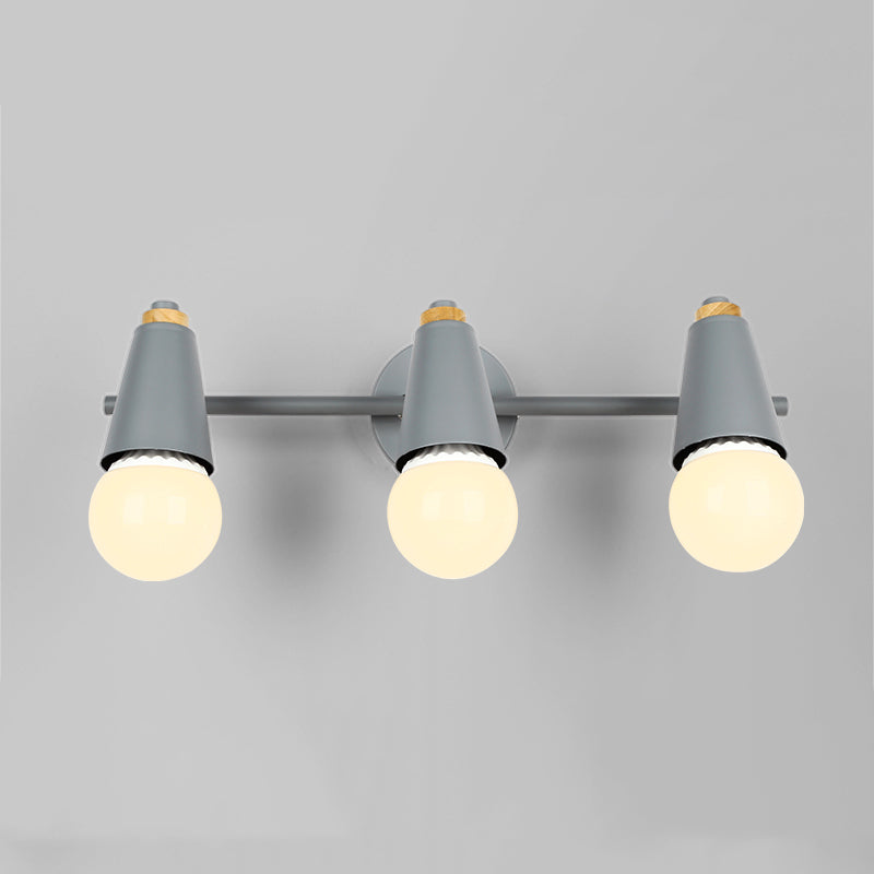 Modern Wood Wall Sconce Geometric Shape Wall Light with Metal Shade for Bedroom