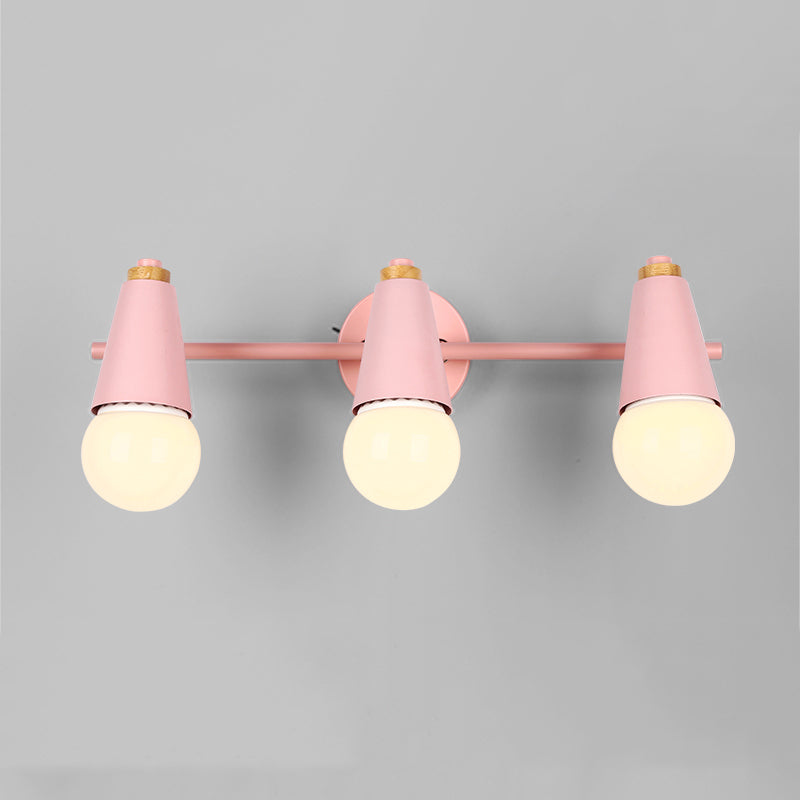 Modern Wood Wall Sconce Geometric Shape Wall Light with Metal Shade for Bedroom