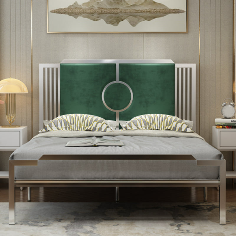 78.74" Wire-Grid Bed Frame, Glam Metal Bed with Headboard and Footboard