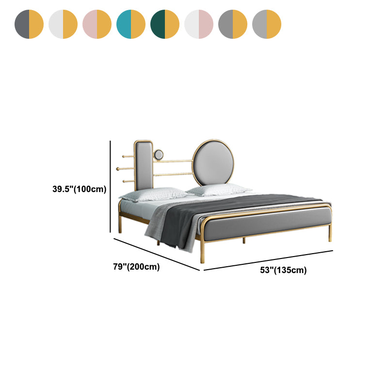 Glam Open-Frame Bed with Velvet Open-Frame Headboard and Metal Legs Bed