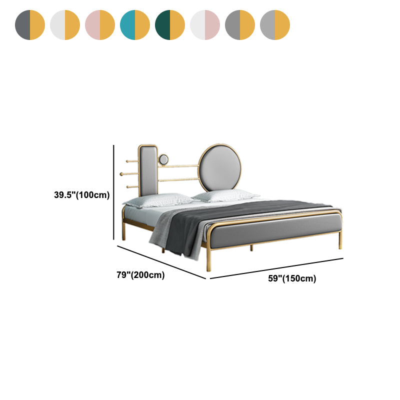 Glam Open-Frame Bed with Velvet Open-Frame Headboard and Metal Legs Bed
