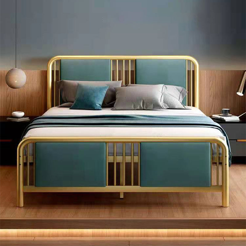 Glam Standard Bed Iron Frame with Rectangular Spindle Headboard
