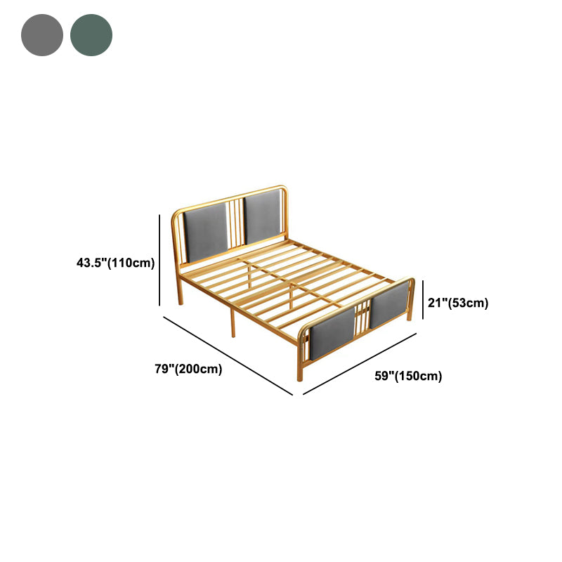 Glam Standard Bed Iron Frame with Rectangular Spindle Headboard