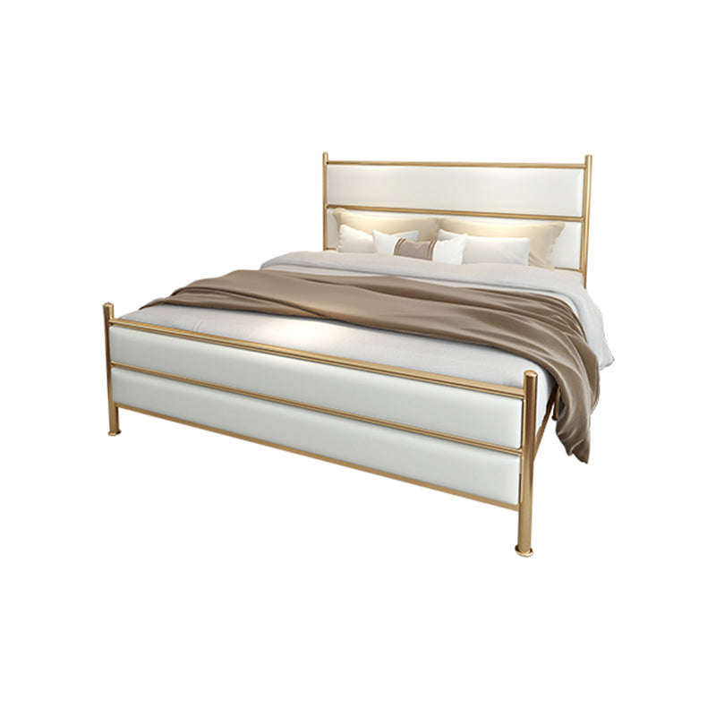 Upholstered Metal Bed with Headboard 43.3" Tall Low Profile Bed