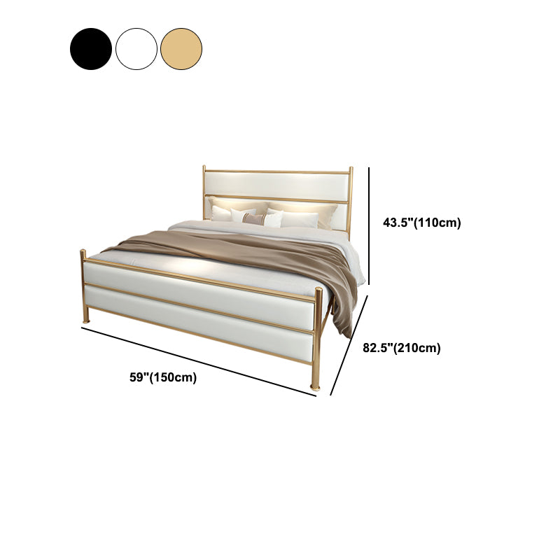Upholstered Metal Bed with Headboard 43.3" Tall Low Profile Bed
