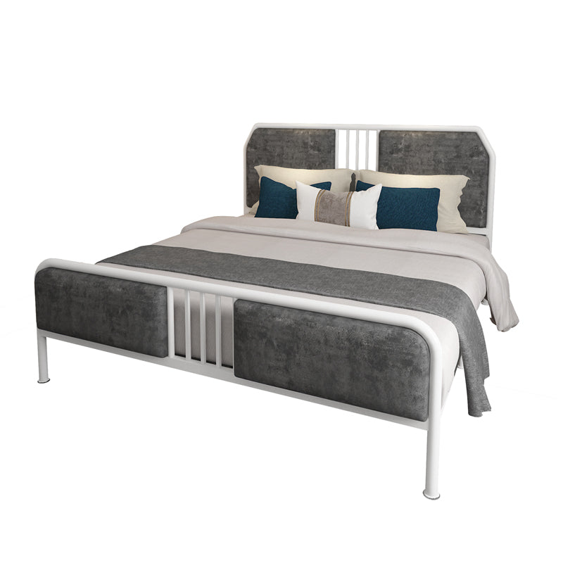 43.3" Grey Upholstered Bed with Headboard Low Profile Metal Bed