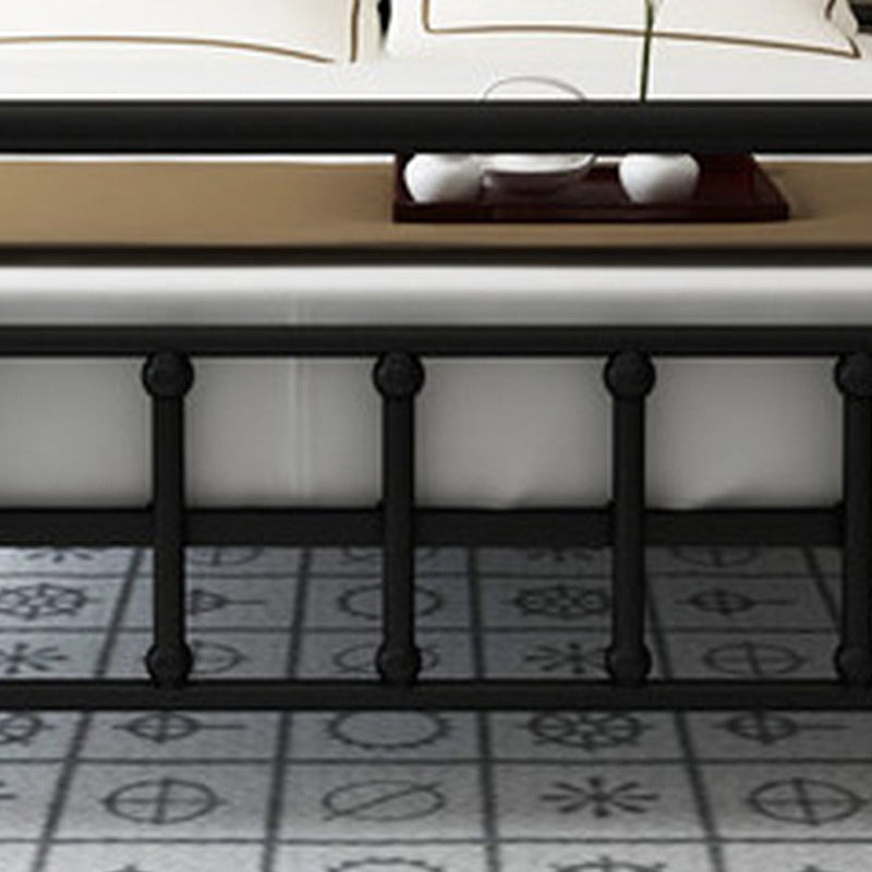 Industrial Metal Open-Frame Standard Bed, Rectangular Headboard Bed