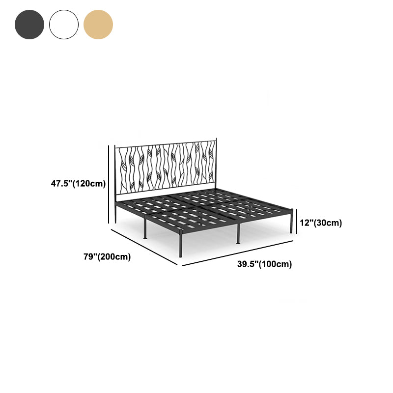 Metal Glam Bed Frame Rectangular Open-Frame Headboard Standard Bed