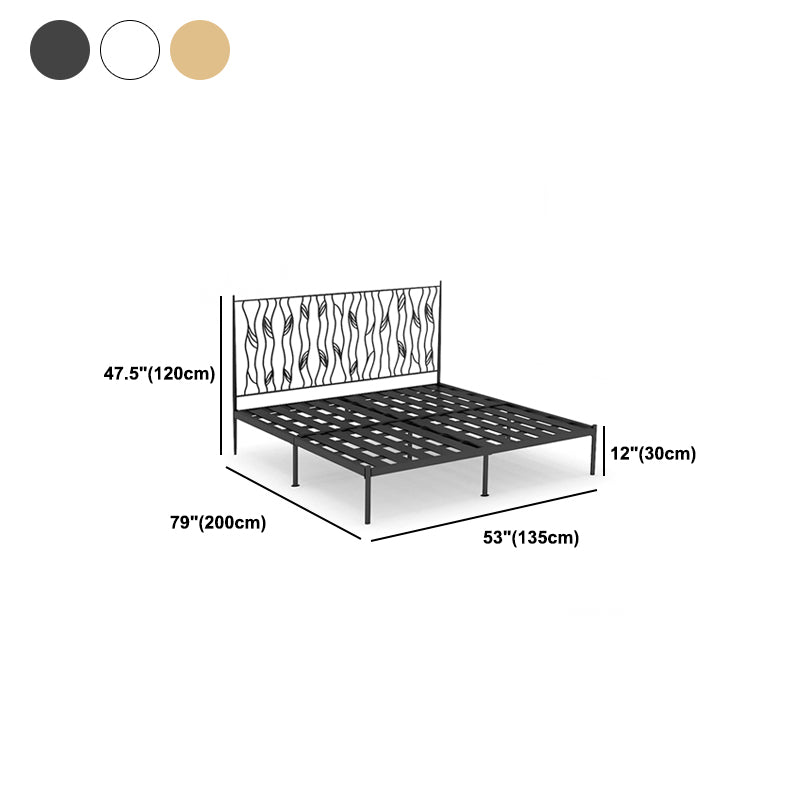 Metal Glam Bed Frame Rectangular Open-Frame Headboard Standard Bed