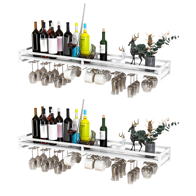 7.87"W Luxury Iron Wine Rack Wall Mounted Wine Bottle & Glass Rack