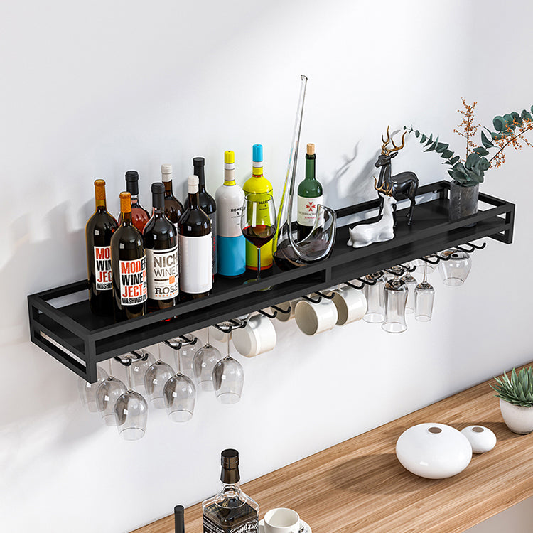 7.87"W Luxury Iron Wine Rack Wall Mounted Wine Bottle & Glass Rack
