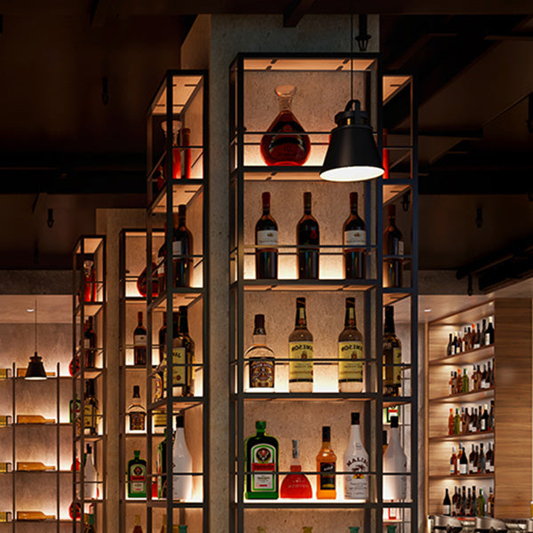 Black Modern Wine Bottle Holder Floor Wood and Metal Bottle Holder 5.9" Wide