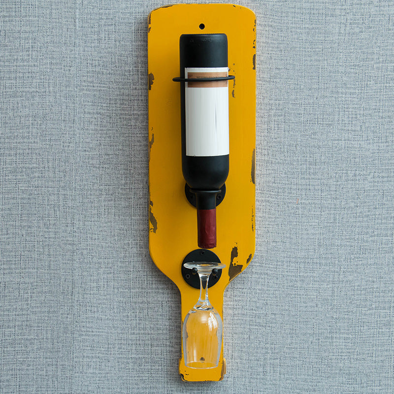 Metal Wall Mounted Wine Bottle & Glass Rack Industrial Wine Rack