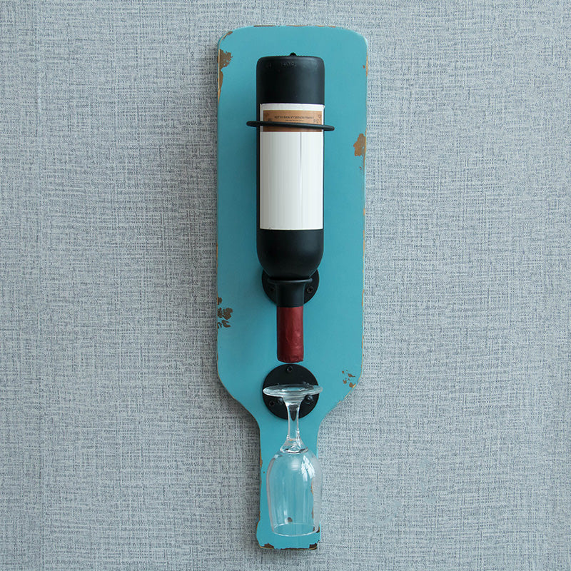 Metal Wall Mounted Wine Bottle & Glass Rack Industrial Wine Rack