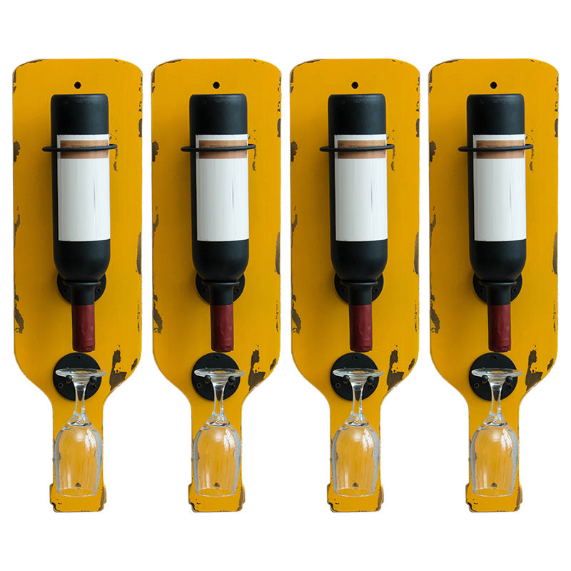 Metal Wall Mounted Wine Bottle & Glass Rack Industrial Wine Rack