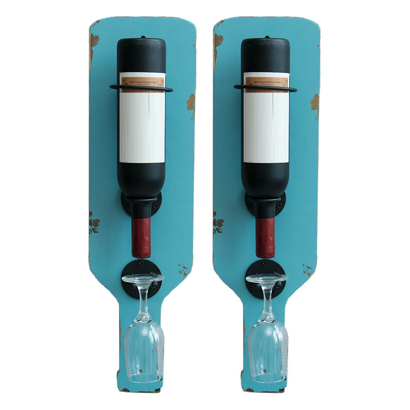 Metal Wall Mounted Wine Bottle & Glass Rack Industrial Wine Rack