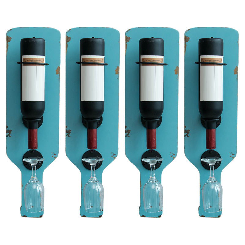 Metal Wall Mounted Wine Bottle & Glass Rack Industrial Wine Rack