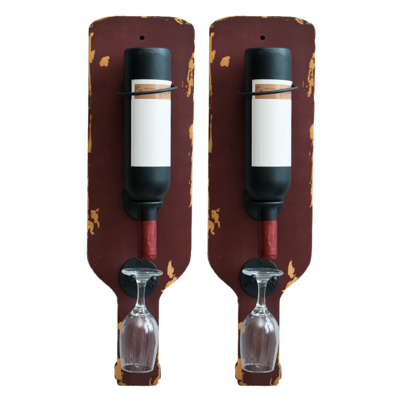 Metal Wall Mounted Wine Bottle & Glass Rack Industrial Wine Rack