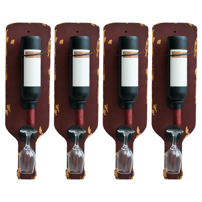 Metal Wall Mounted Wine Bottle & Glass Rack Industrial Wine Rack