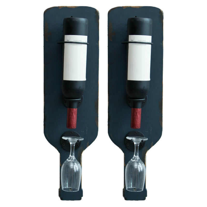 Metal Wall Mounted Wine Bottle & Glass Rack Industrial Wine Rack