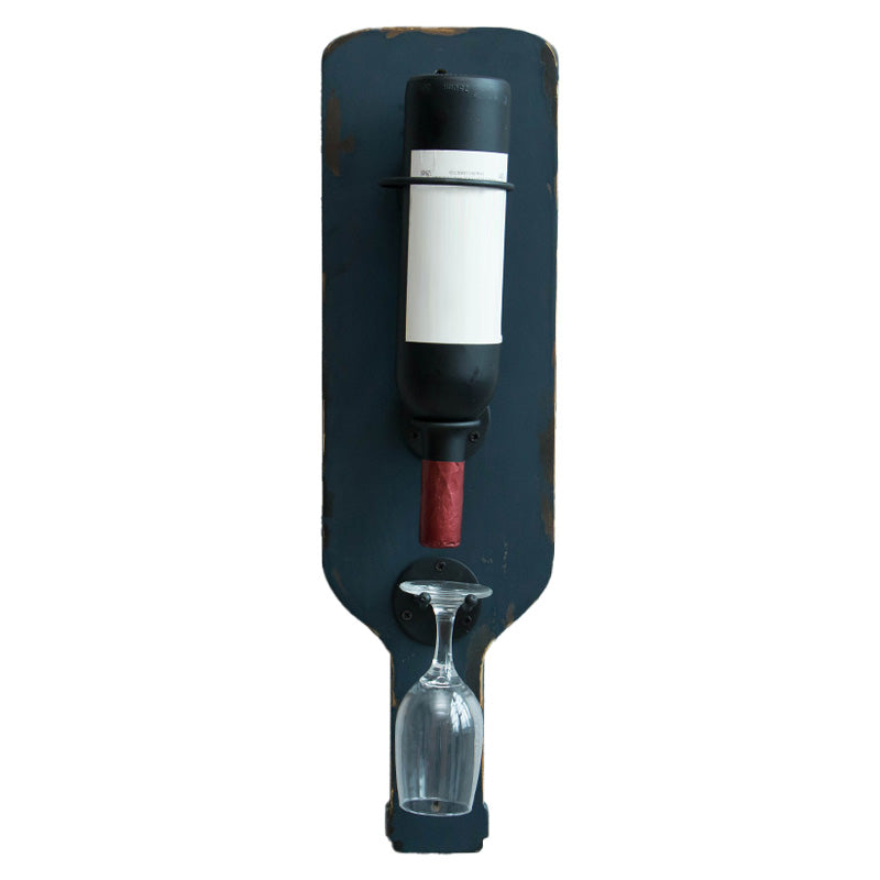 Metal Wall Mounted Wine Bottle & Glass Rack Industrial Wine Rack